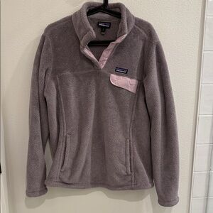 Patagonia Heathered Gray Fleece purple